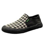 Men Black And White Plaid Loafers