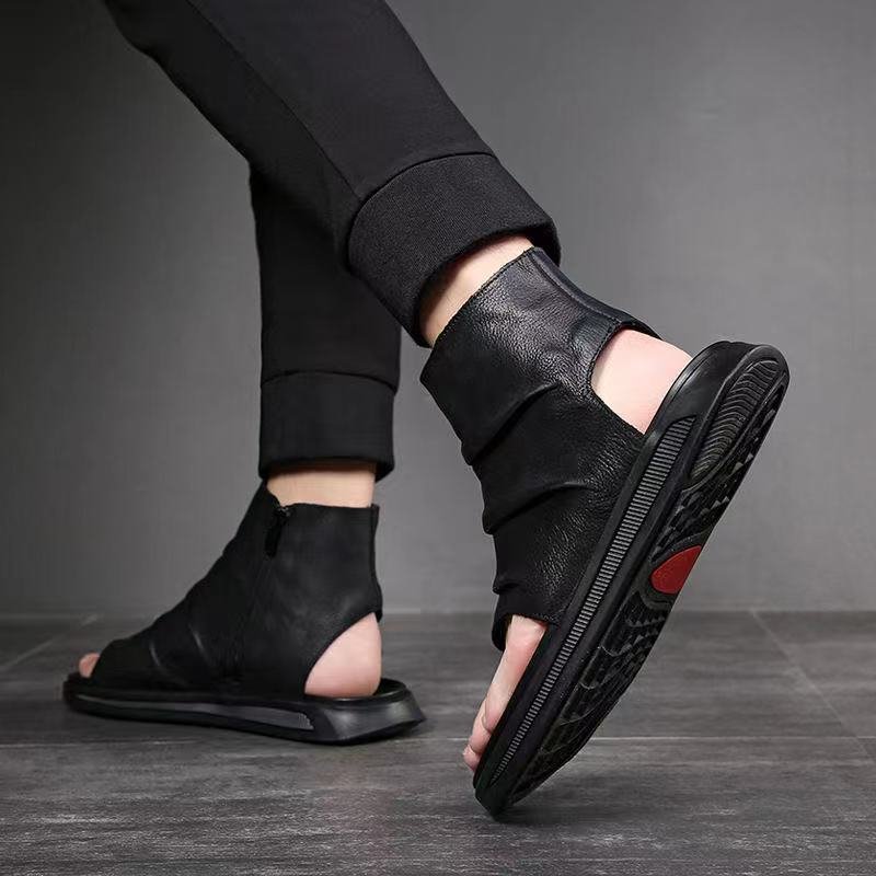 Men High Top Leather Sandals - Image 4