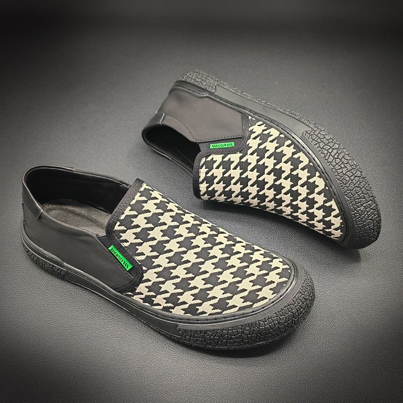 Men Black And White Plaid Loafers - Image 4