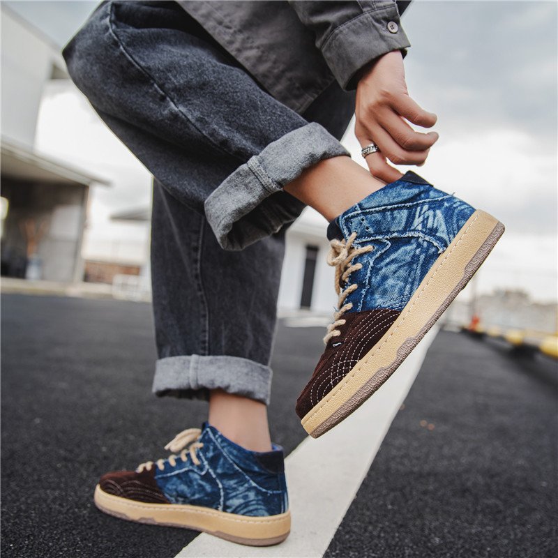 Men Denim High Top Casual Shoes - Image 5