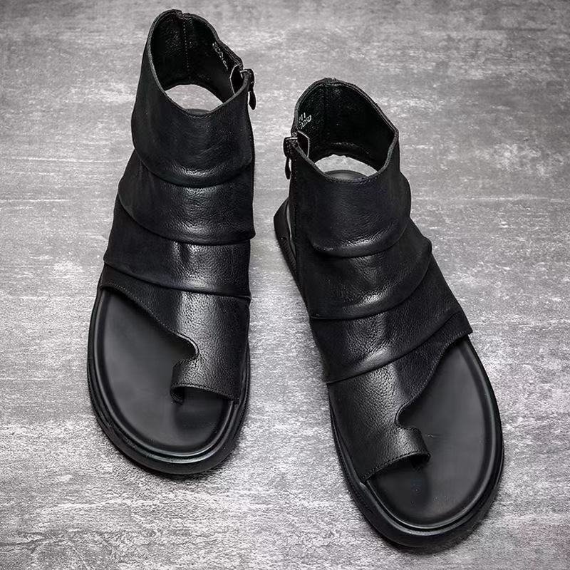 Men High Top Leather Sandals - Image 5