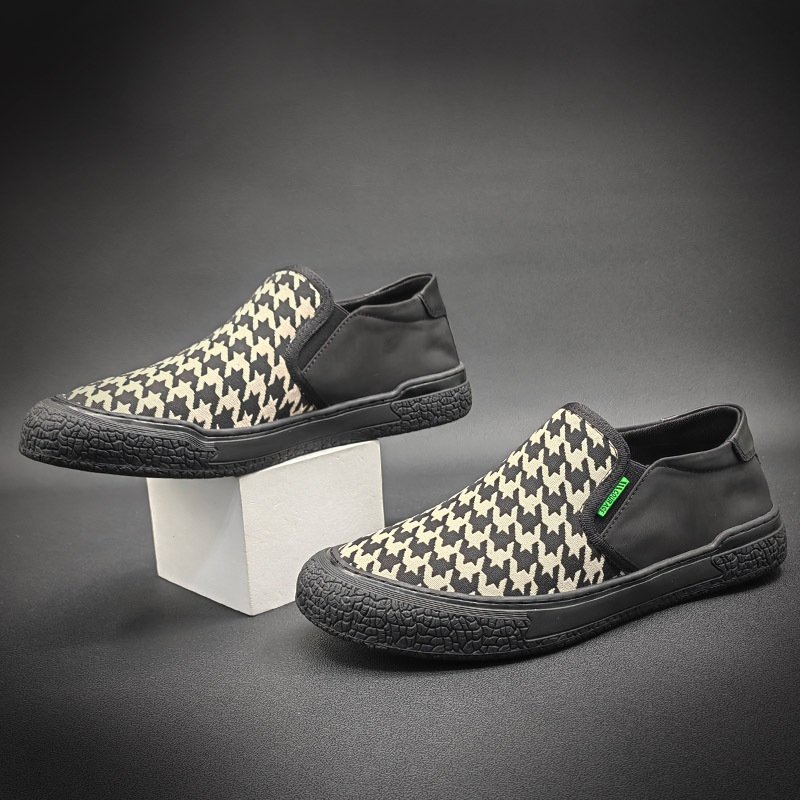Men Black And White Plaid Loafers - Image 3