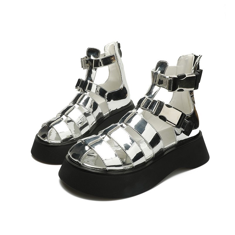 Women High Top Cutout Platform Sandals - Image 5