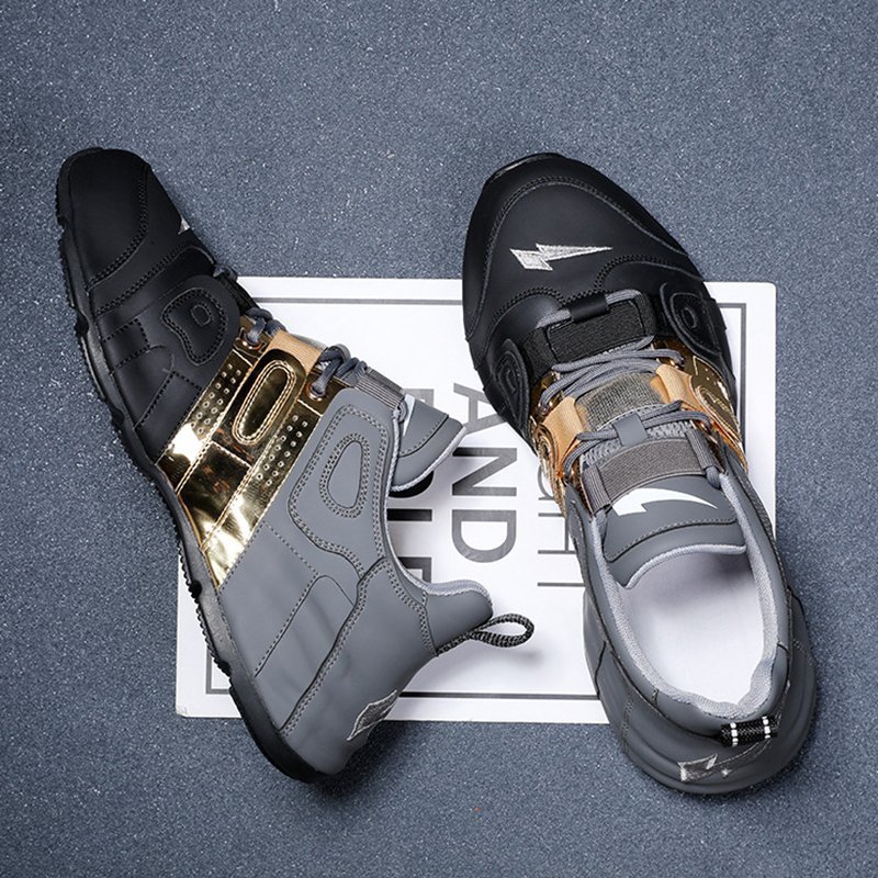 Men Trendy Casual Sneakers Black - Image 4