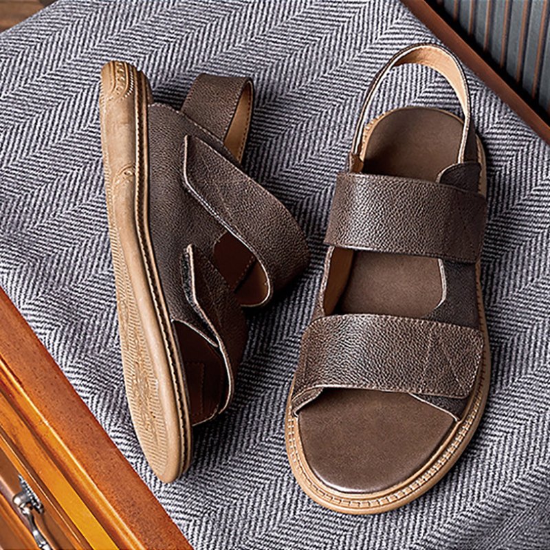 Men Leather Trend Sandals Brown - Image 3
