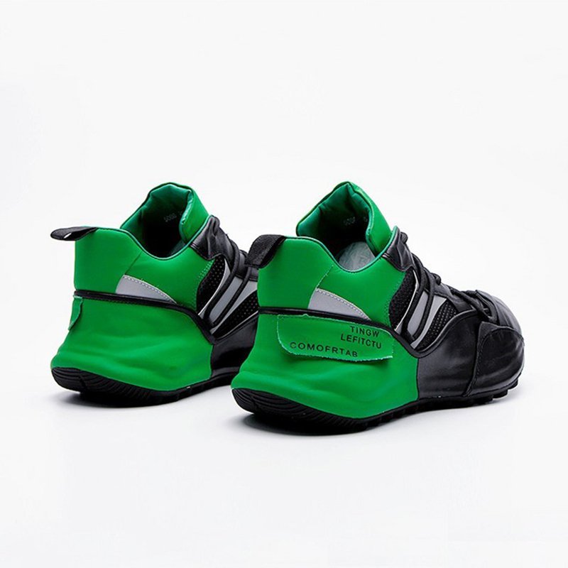 Men Platform Height Increasing Shoes Green - Image 3