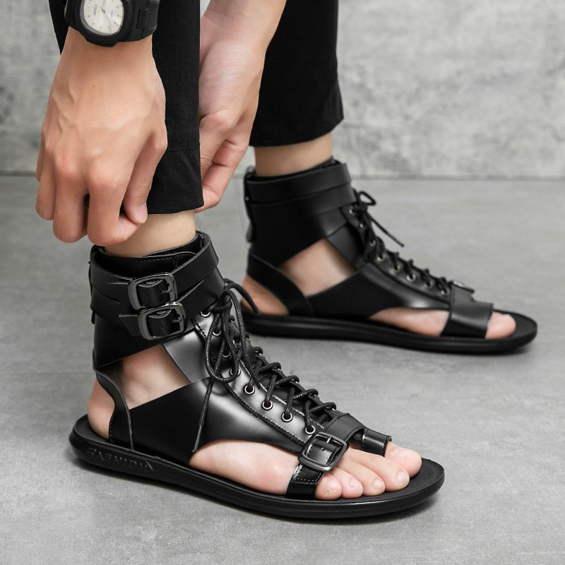 Men Leather Roman Sandals - Image 3