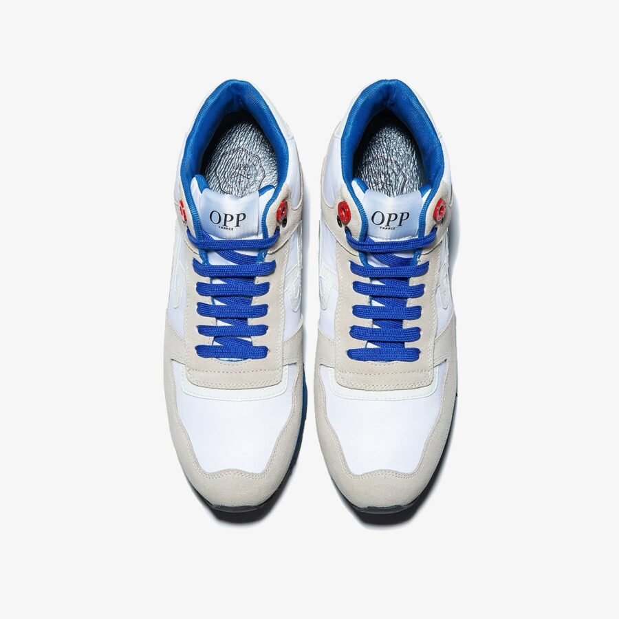 High Top Lace-Up Suede Sneakers White - Image 2