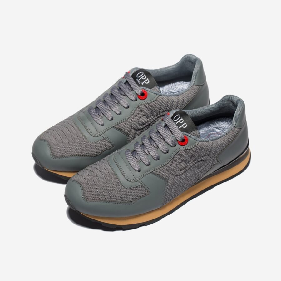 Lace-Up Suede Sneakers Grey - Image 2
