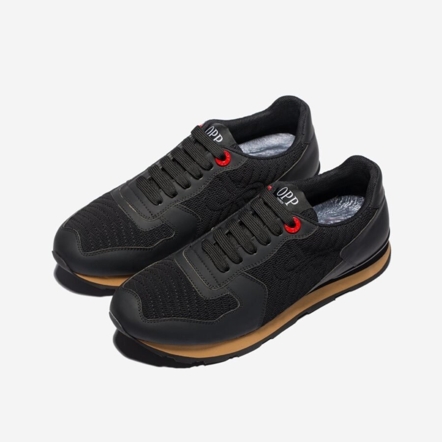 Lace-Up Suede Sneakers Black - Image 4