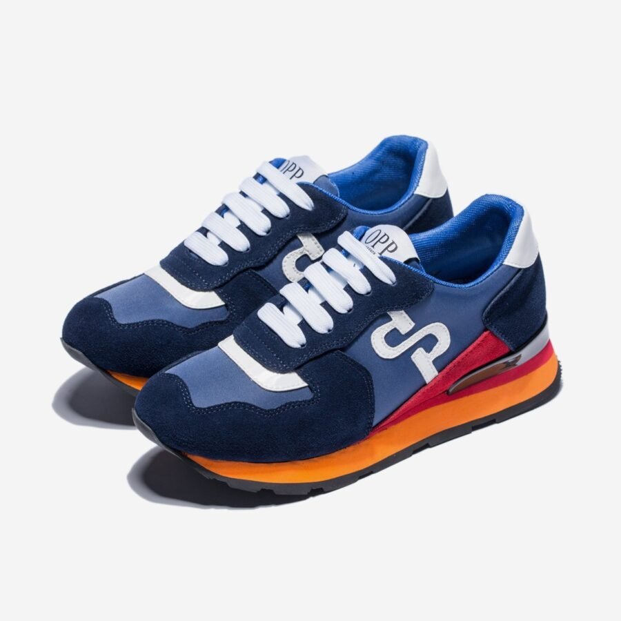 Women Lace-Up Suede Sneakers Blue - Image 2