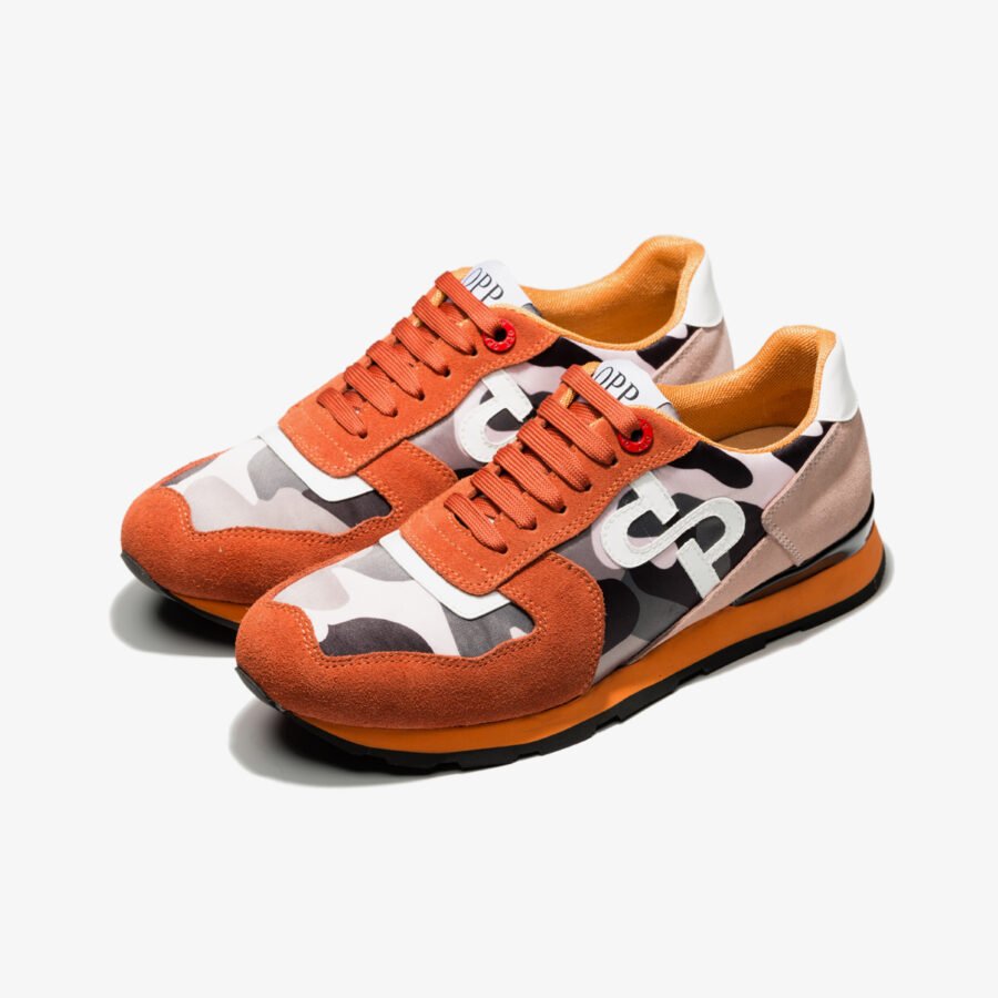 Lace-Up Paint Sneakers Orange - Image 3