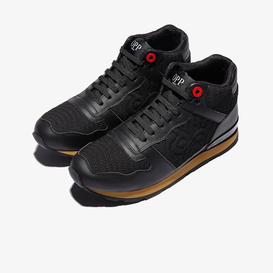 High Top Lace-Up Suede Sneakers Black - Image 3