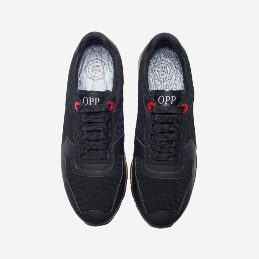 Lace-Up Suede Sneakers Black - Image 5