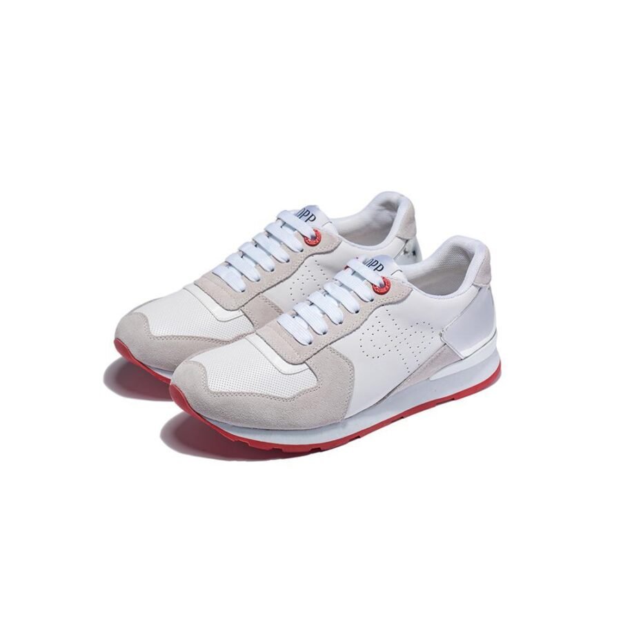 Lace-Up Suede Sneakers White - Image 2