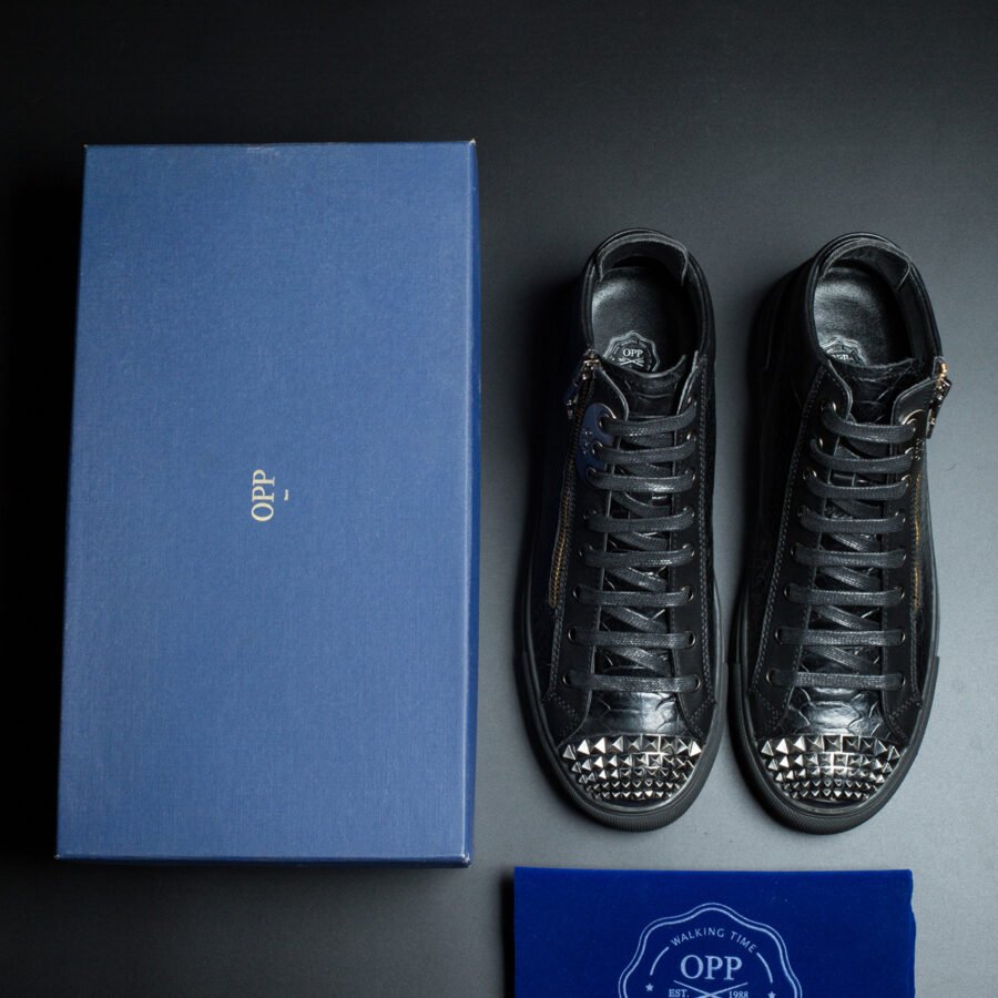 Men High-Top Shoes Black - Image 7