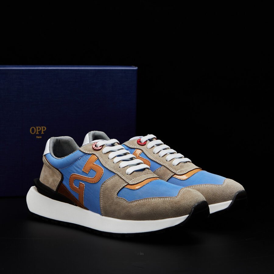 Lace-Up Suede Sneakers Blue - Image 7