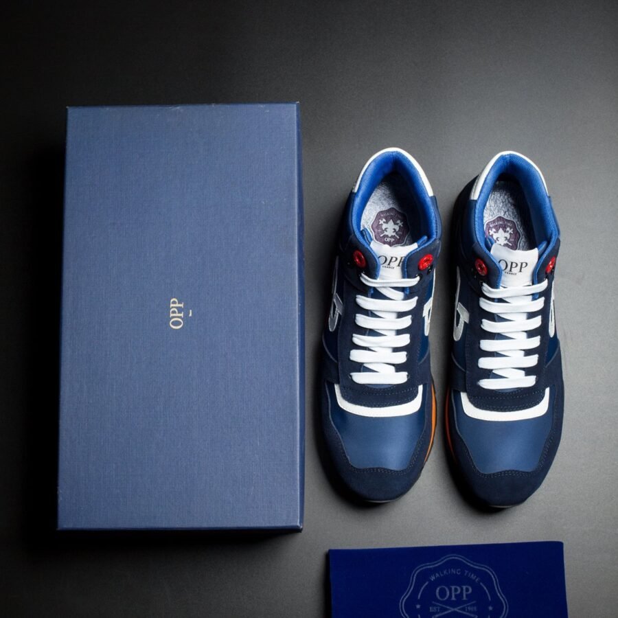 High Top Lace-Up Suede Sneakers Blue - Image 9