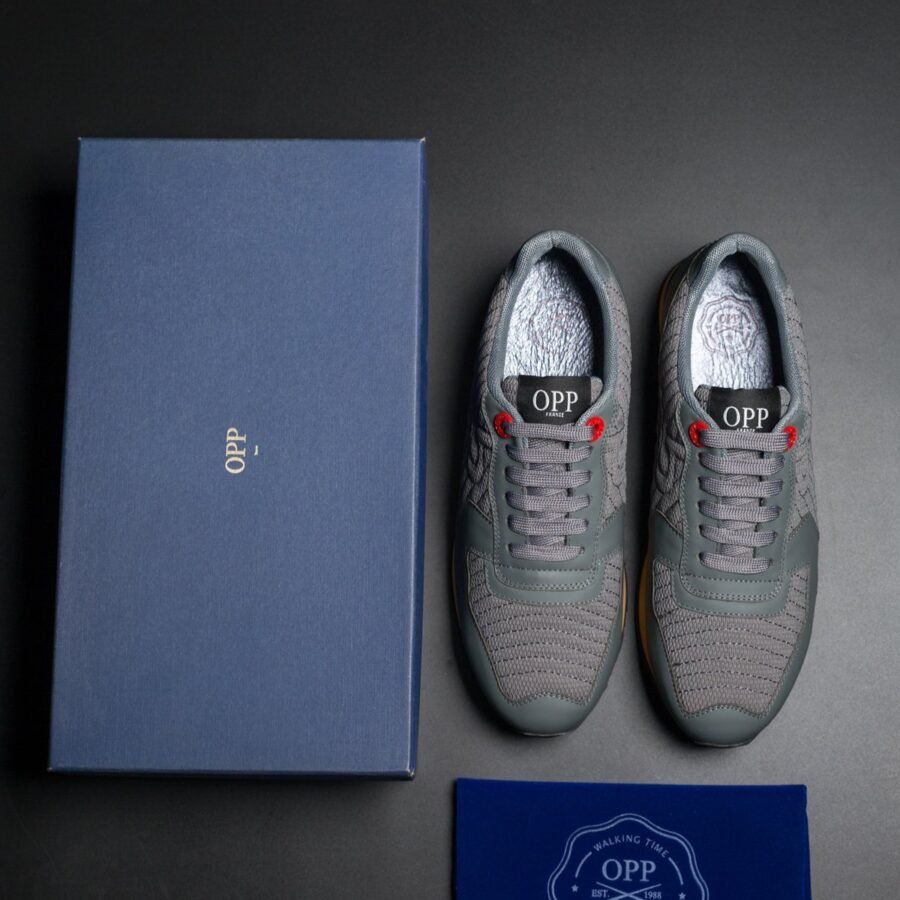 Lace-Up Suede Sneakers Grey - Image 7