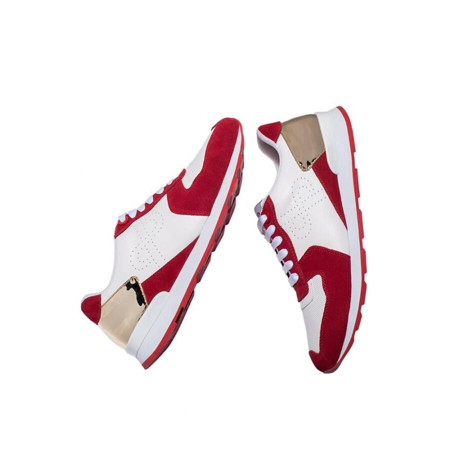 Lace-Up Suede Sneakers Red - Image 7