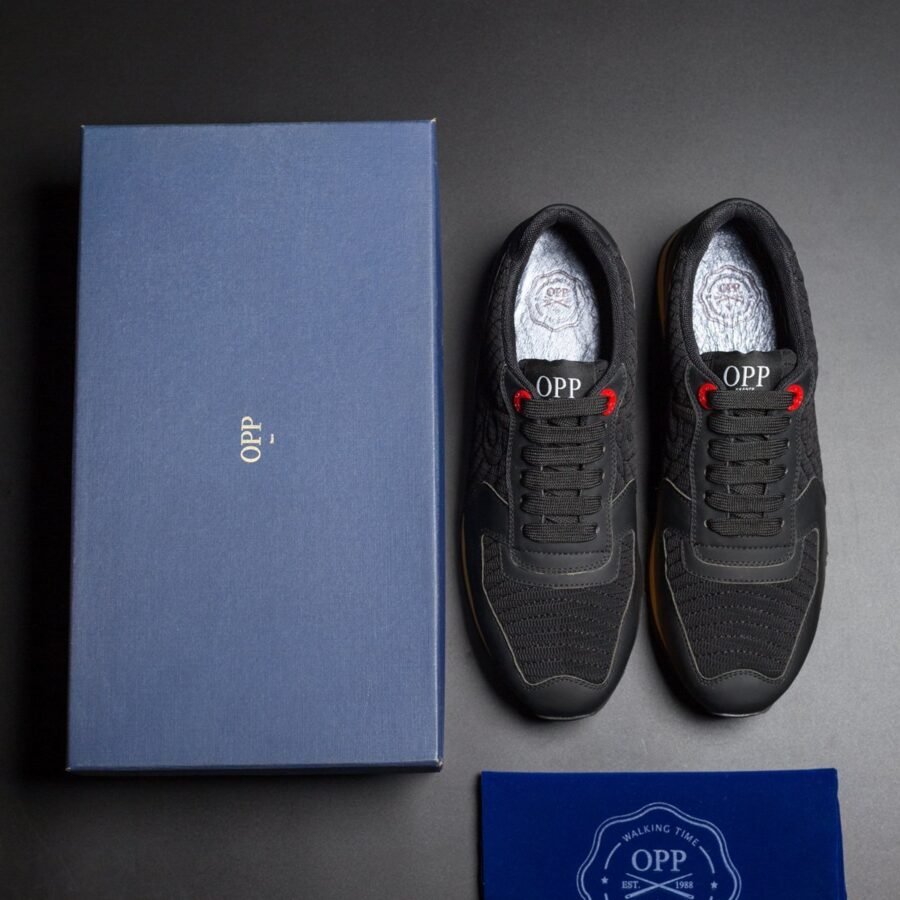 Lace-Up Suede Sneakers Black - Image 9