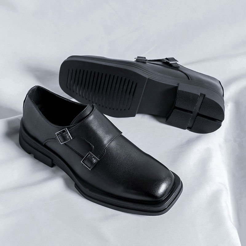 Black Square Toe Fashion Oxford Shoes - Image 4