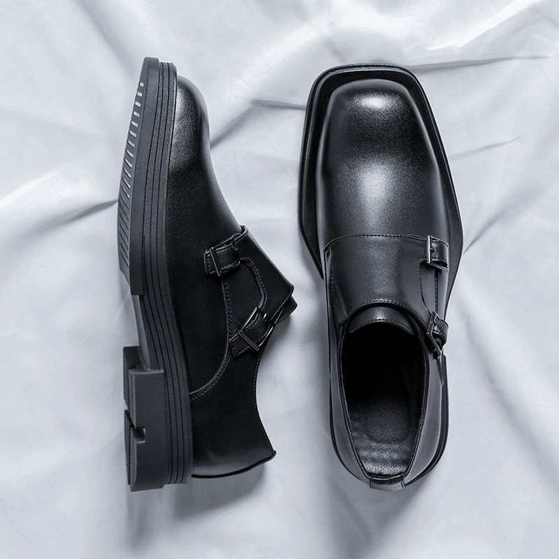 Black Square Toe Fashion Oxford Shoes - Image 5