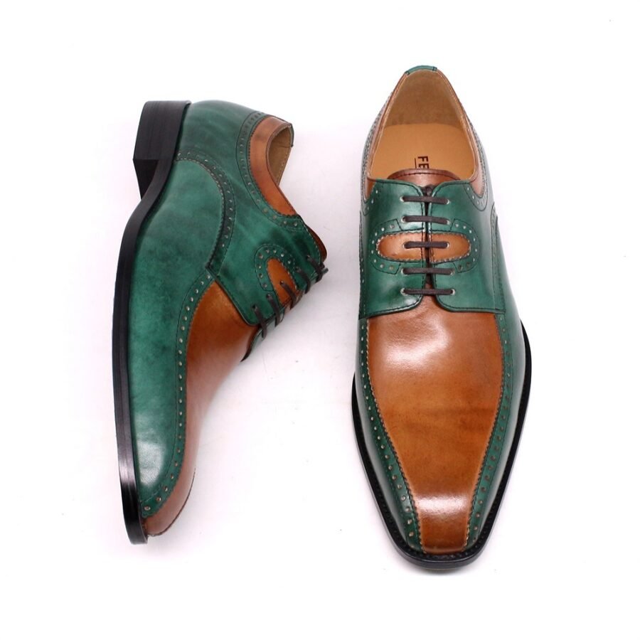 British Brogue Engraved Colorblock Oxfords - Image 6