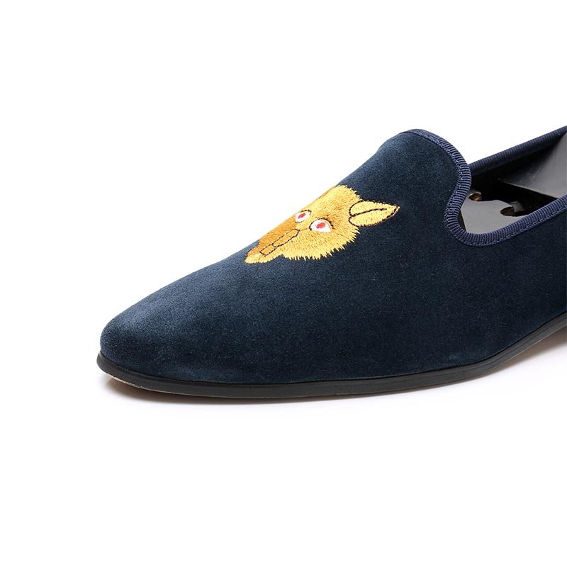 British Style Embroidered Loafers Blue - Image 5