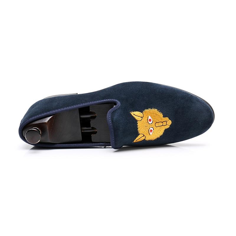 British Style Embroidered Loafers Blue - Image 4