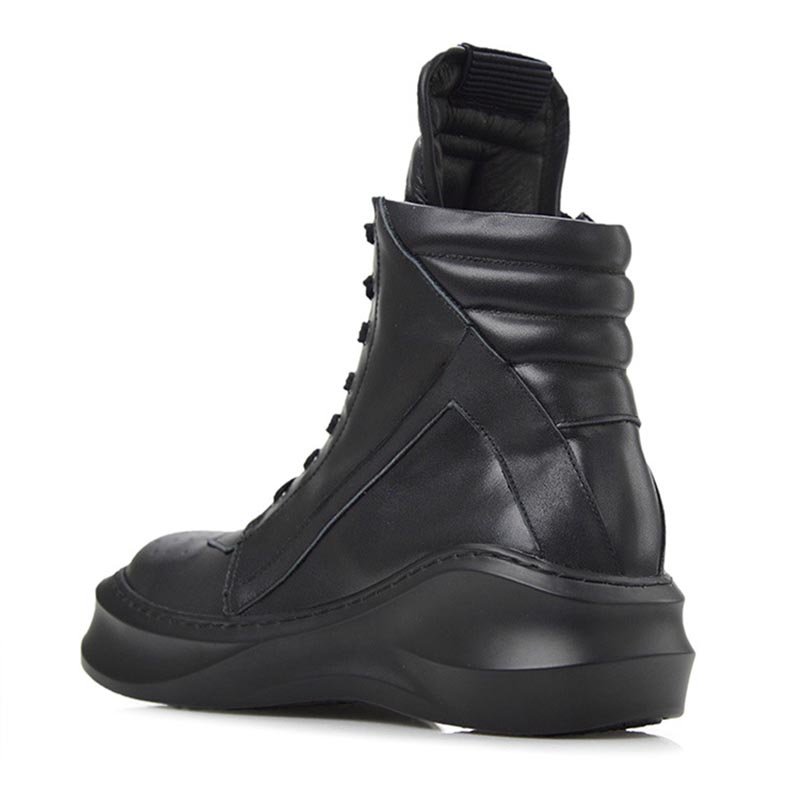 British Style Thick-soled High-top Casual Shoes Black - Image 3