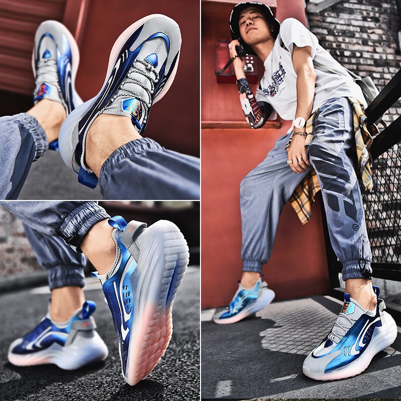 Color-block Reflective Sneakers Blue - Image 4