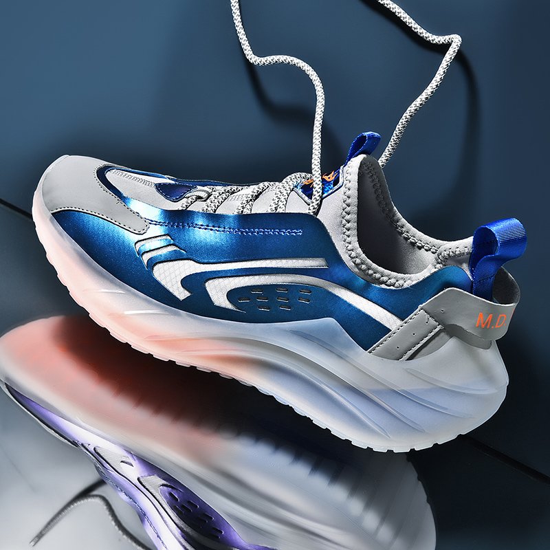 Color-block Reflective Sneakers Blue - Image 3