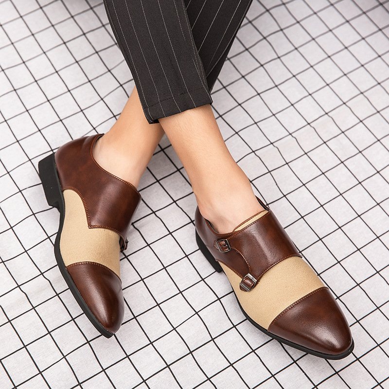 Colorblock Stitched Buckle Monks Brown - Image 3