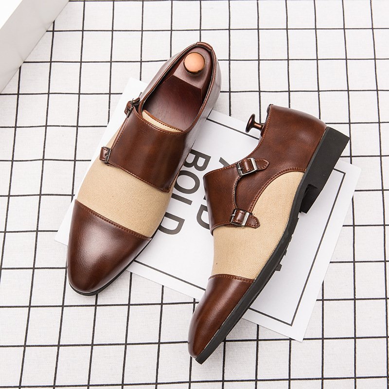 Colorblock Stitched Buckle Monks Brown - Image 4