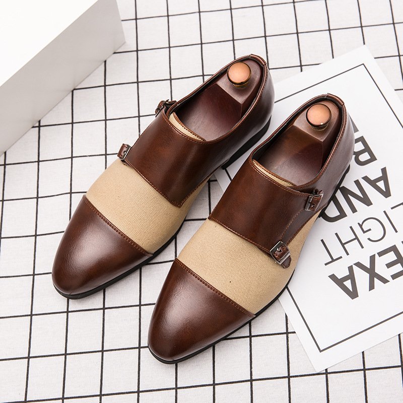 Colorblock Stitched Buckle Monks Brown - Image 5