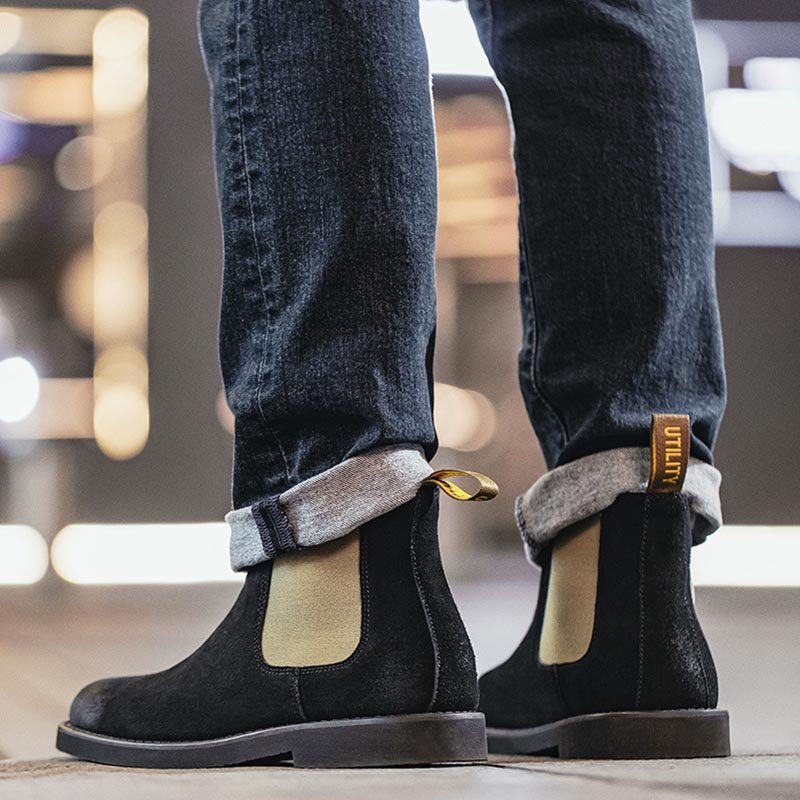 Contrast British Style Chelsea Boots Black - Image 3