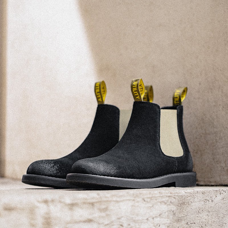 Contrast British Style Chelsea Boots Black - Image 5