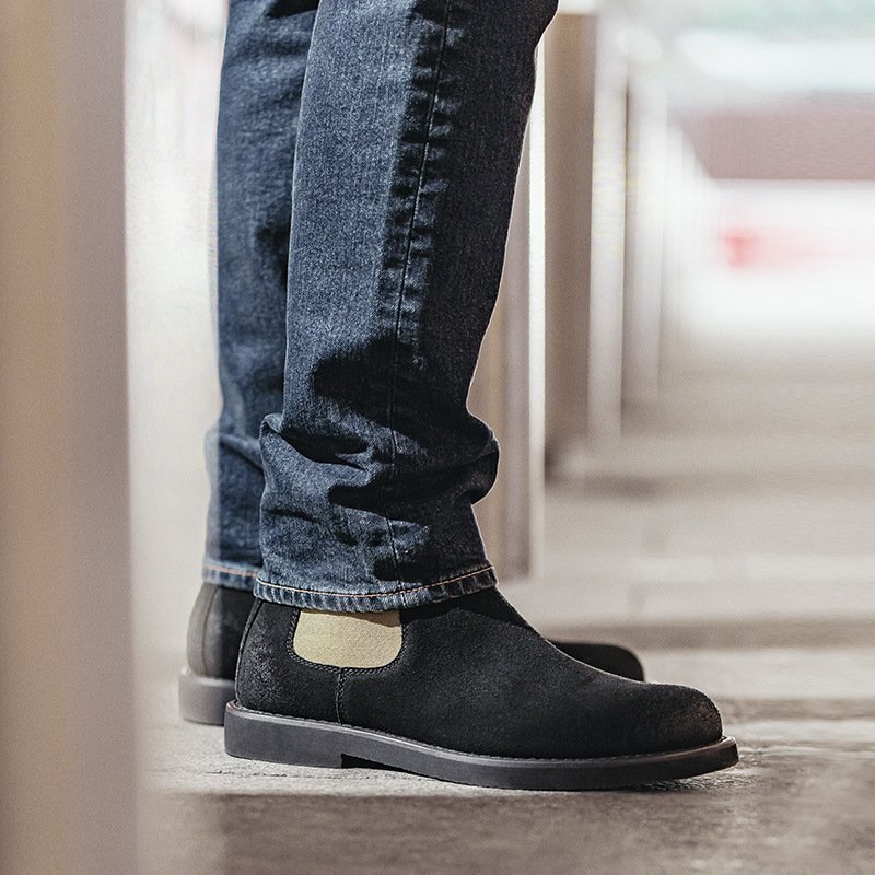 Contrast British Style Chelsea Boots Black - Image 4