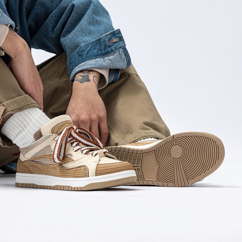 Women Corduroy Vintage Platform Casual Shoes Apricot - Image 3