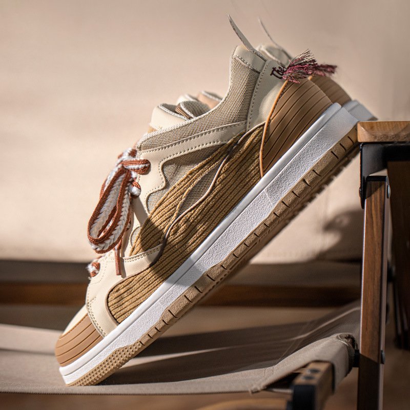 Women Corduroy Vintage Platform Casual Shoes Apricot - Image 5