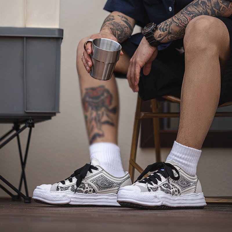 Dissolving Sole Print Platform Casual Shoes White - Image 4