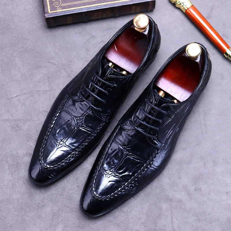 Embossed Leather Business Oxfords - Image 4