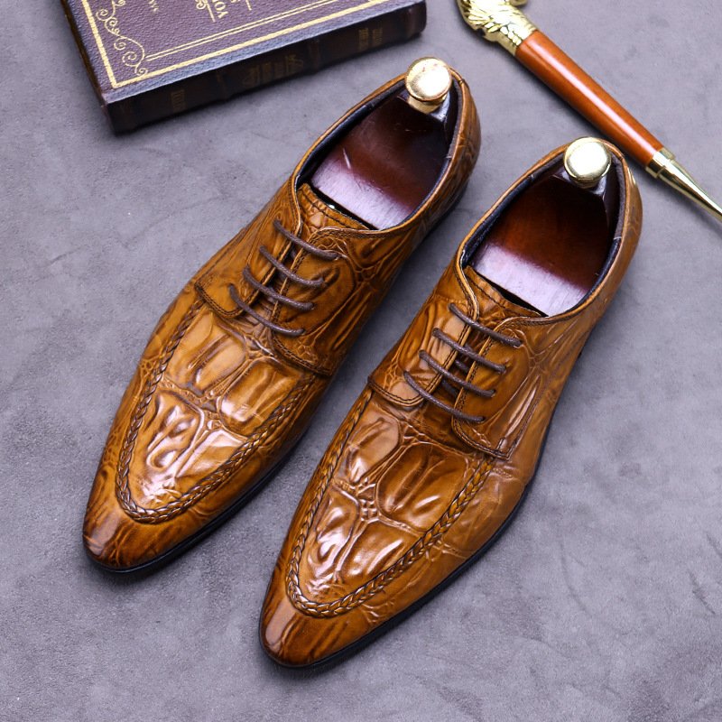 Embossed Leather Business Oxfords - Image 5