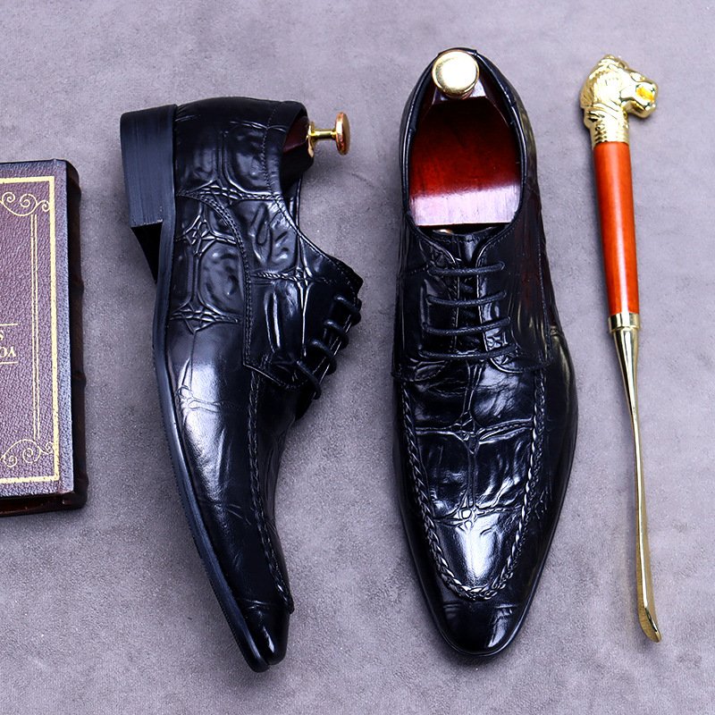 Embossed Leather Business Oxfords - Image 3