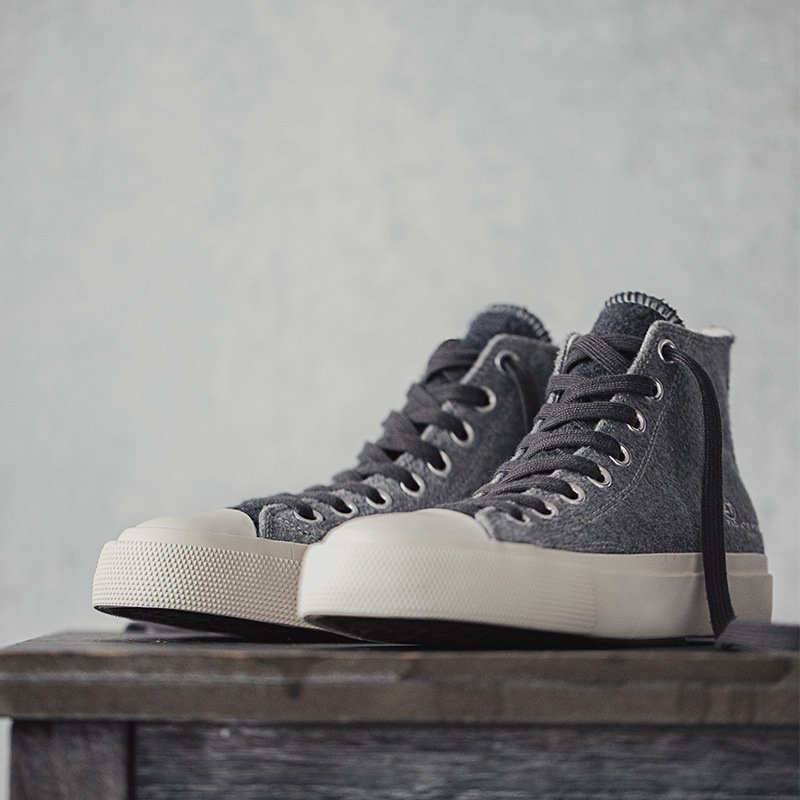 High Top Suede Casual Shoes Grey - Image 3