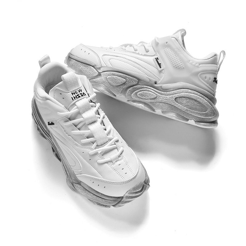 Lace-up Distressed Sneakers White - Image 5