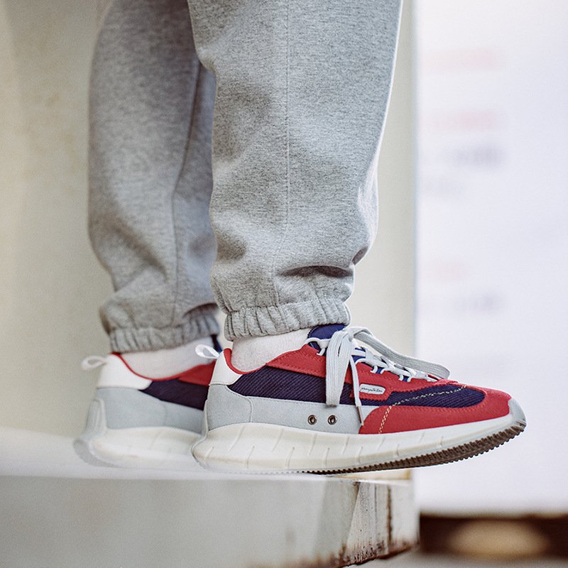 Lace-up Lightweight Panel Sneakers Red - Image 3
