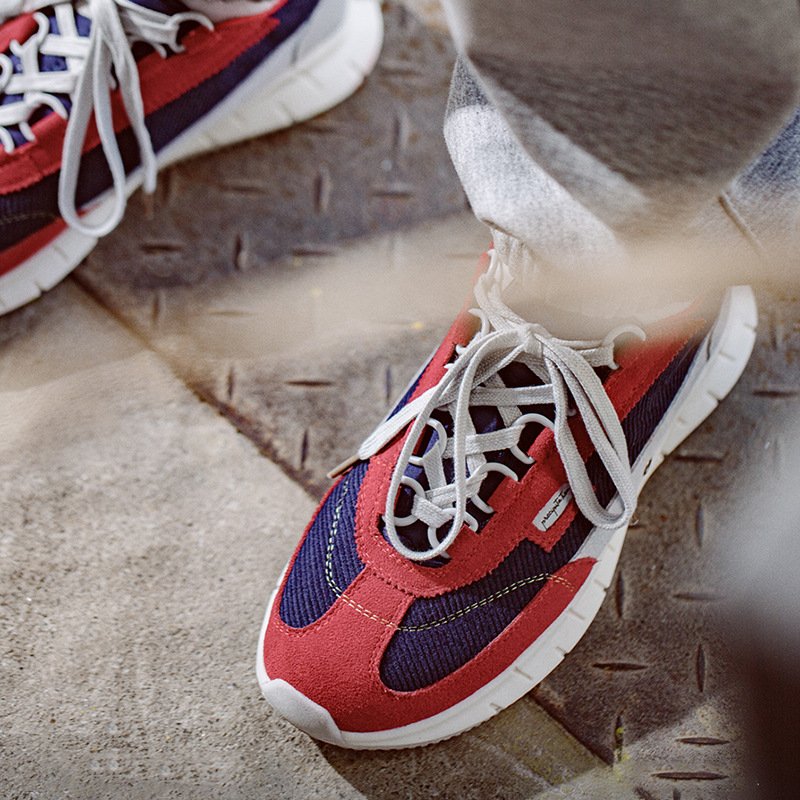 Lace-up Lightweight Panel Sneakers Red - Image 4