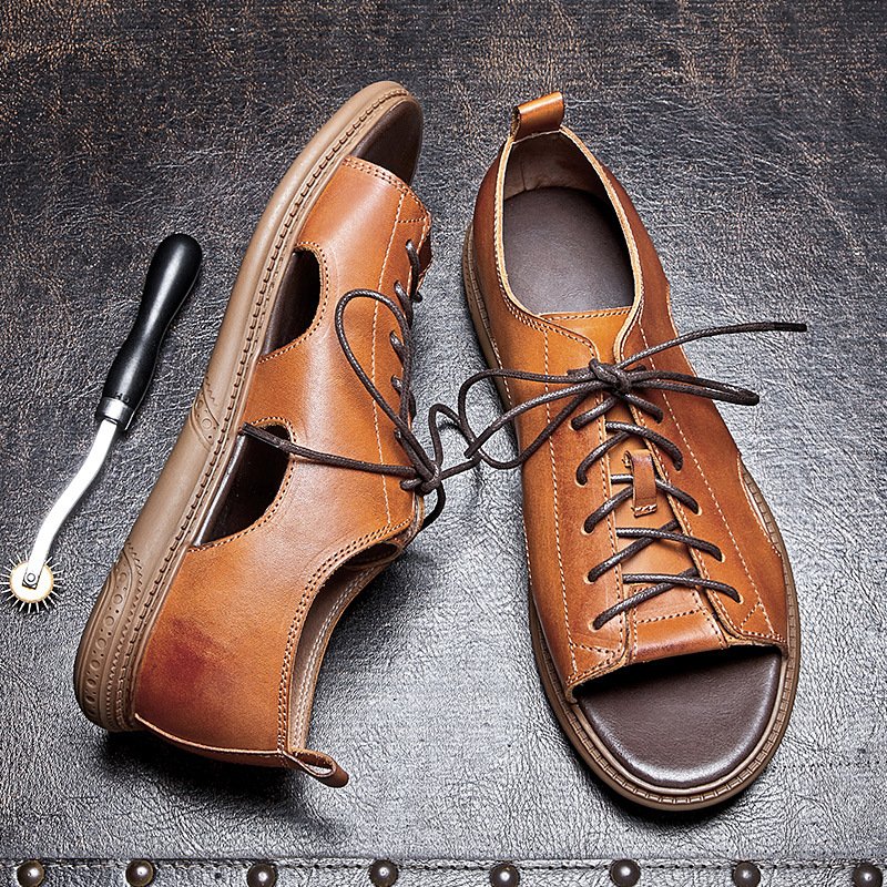 Lace-up Open-toe Cutout Sandals - Image 4